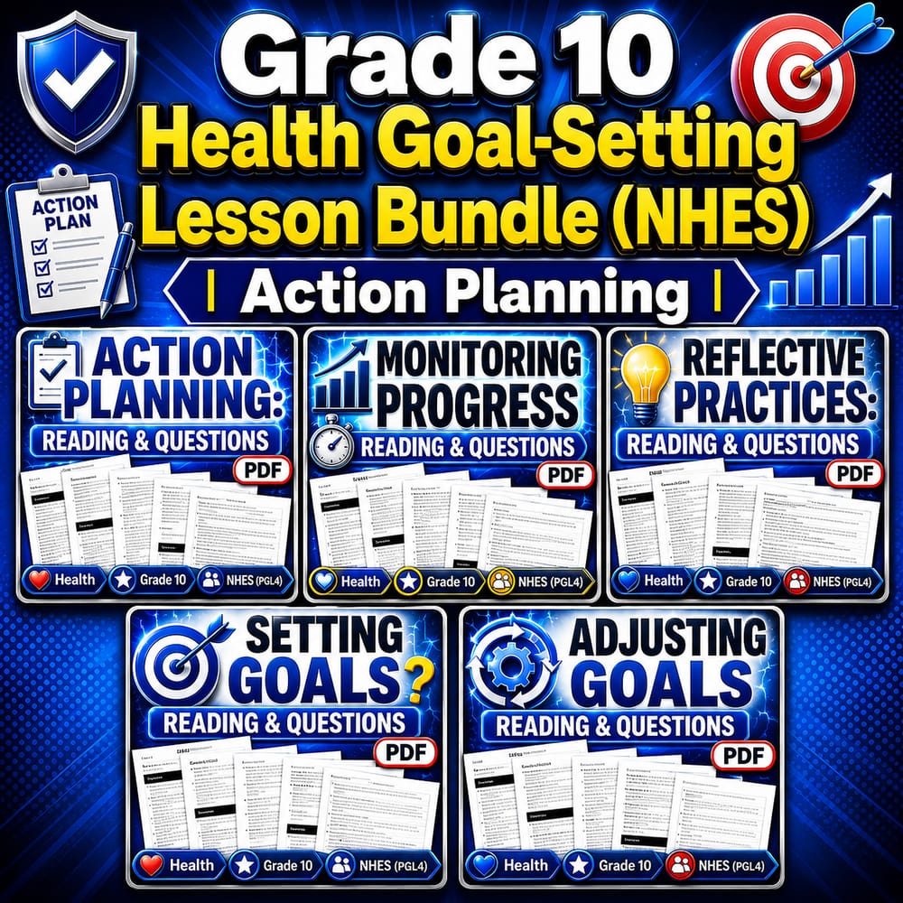 Grade 10 Health Goal-Setting Lesson Bundle (NHES) | Action Planning — bundle cover