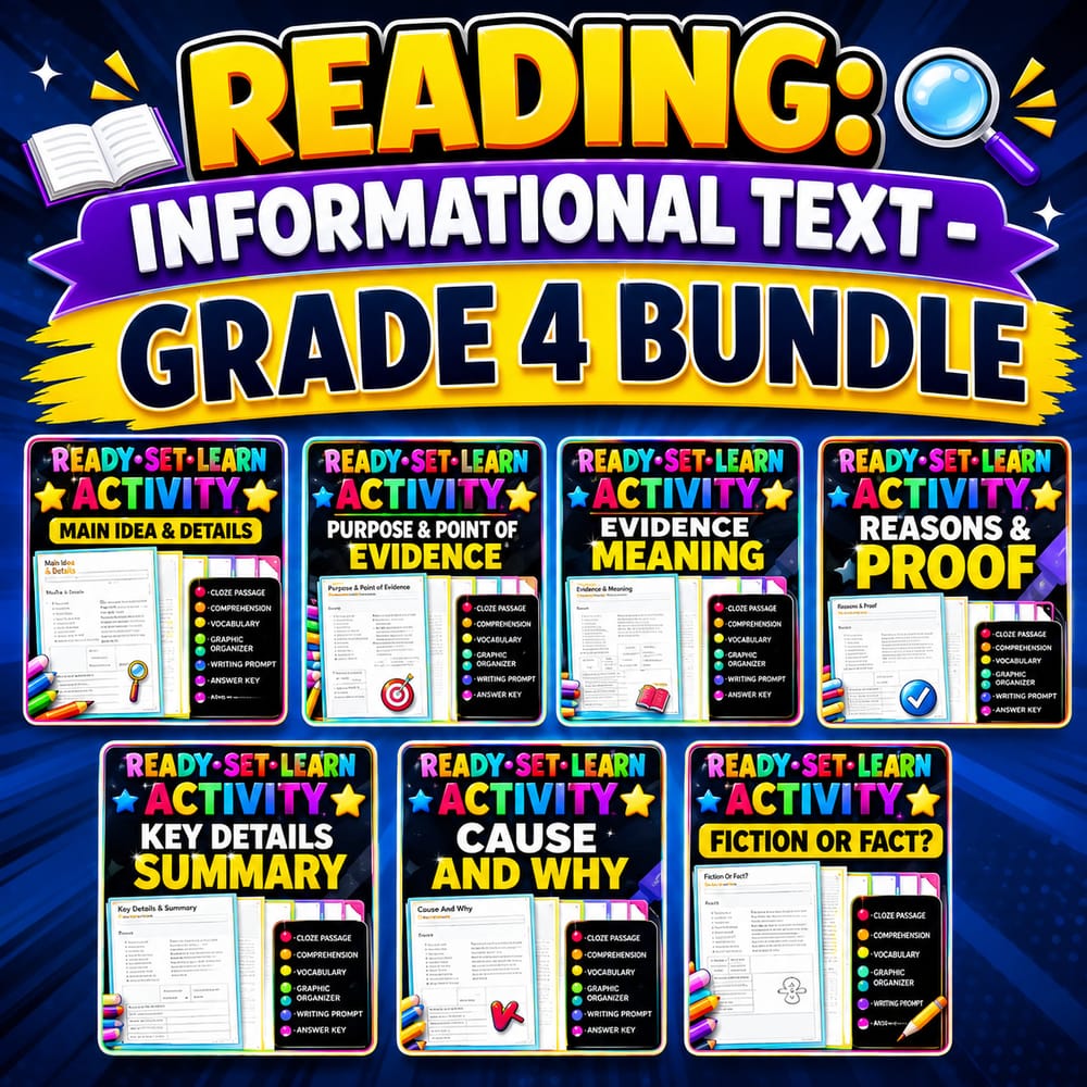 Reading: Informational Text Lesson Bundle | Grade 4 ELA | Common Core — bundle cover