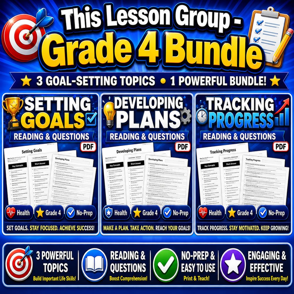 Grade 4 Goal-Setting Skills Health Lesson Bundle: NHES — bundle cover