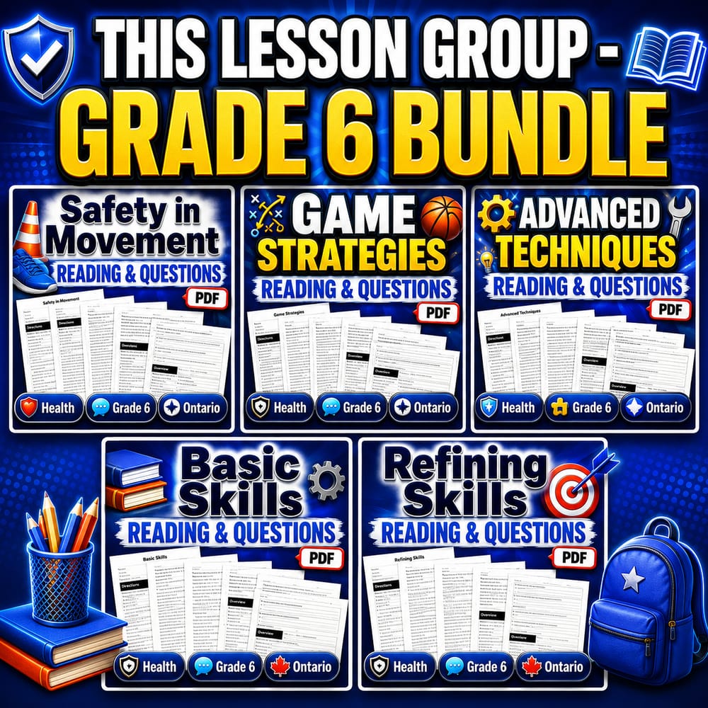 Grade 6 Movement Competence Health Lesson Bundle: Ontario Framework — bundle cover