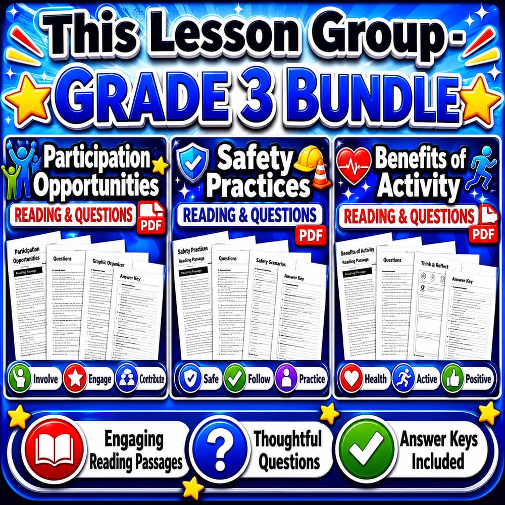 Grade 3 Active Living Health Lesson Bundle for Ontario Framework Units — bundle cover