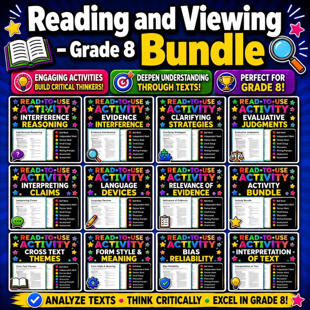 Grade 8 Reading and Viewing Lesson Bundle | ELA | BC Framework — bundle cover