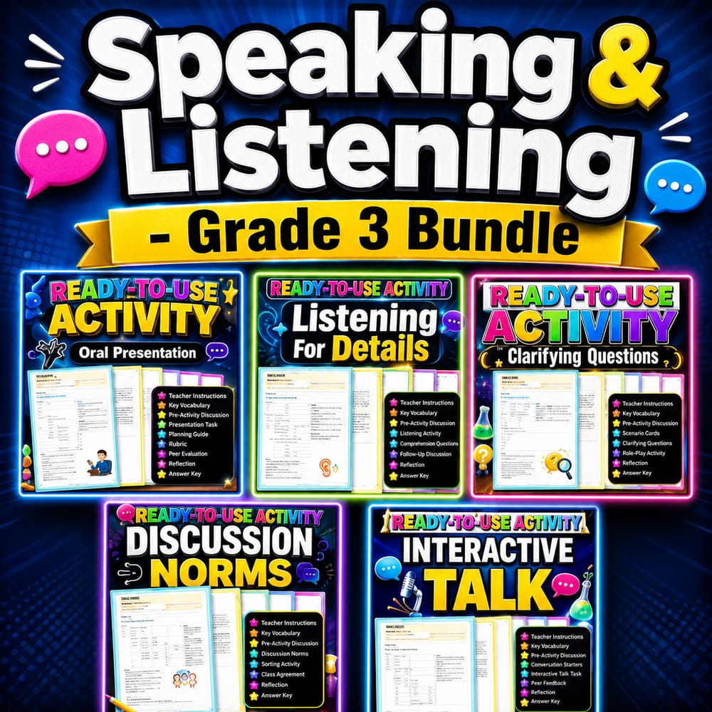 Grade 3 Speaking & Listening Lesson Bundle: ELA General ELA — bundle cover