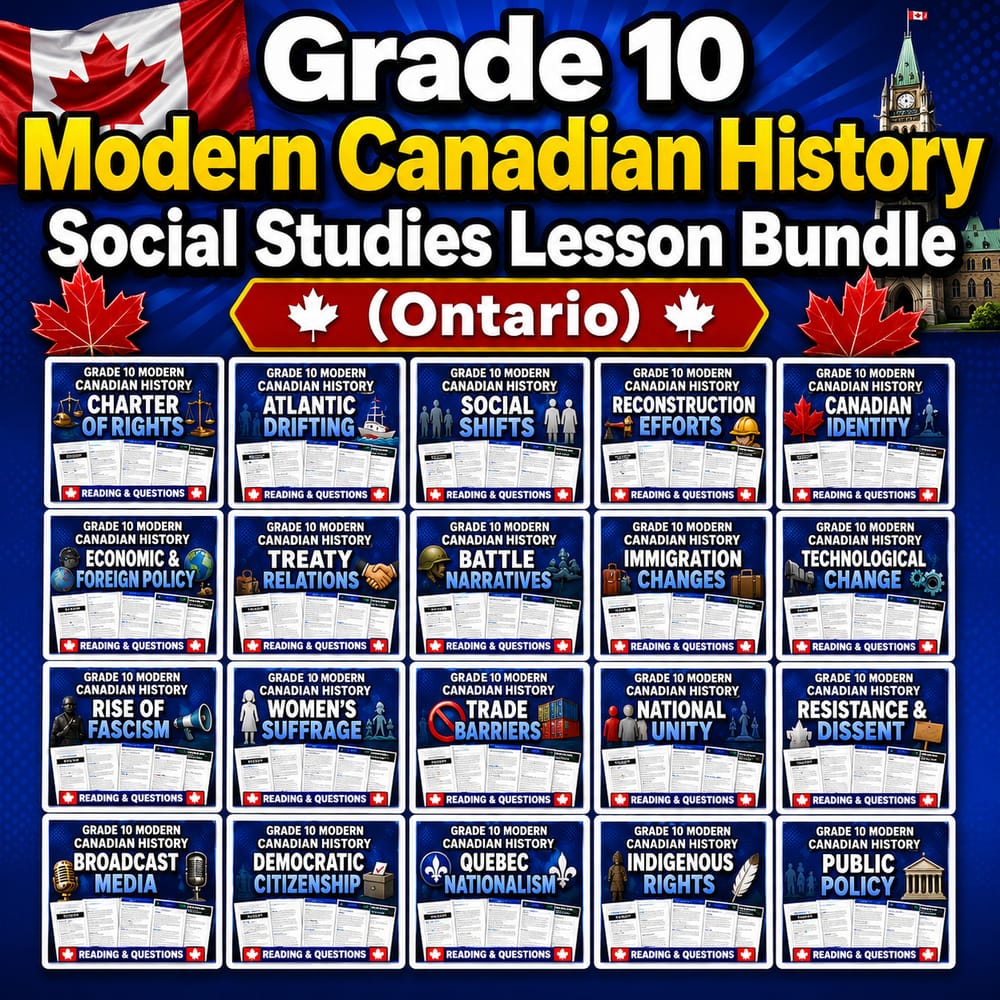 Grade 10 Modern Canadian History Social Studies Lesson Bundle (Ontario) — bundle cover