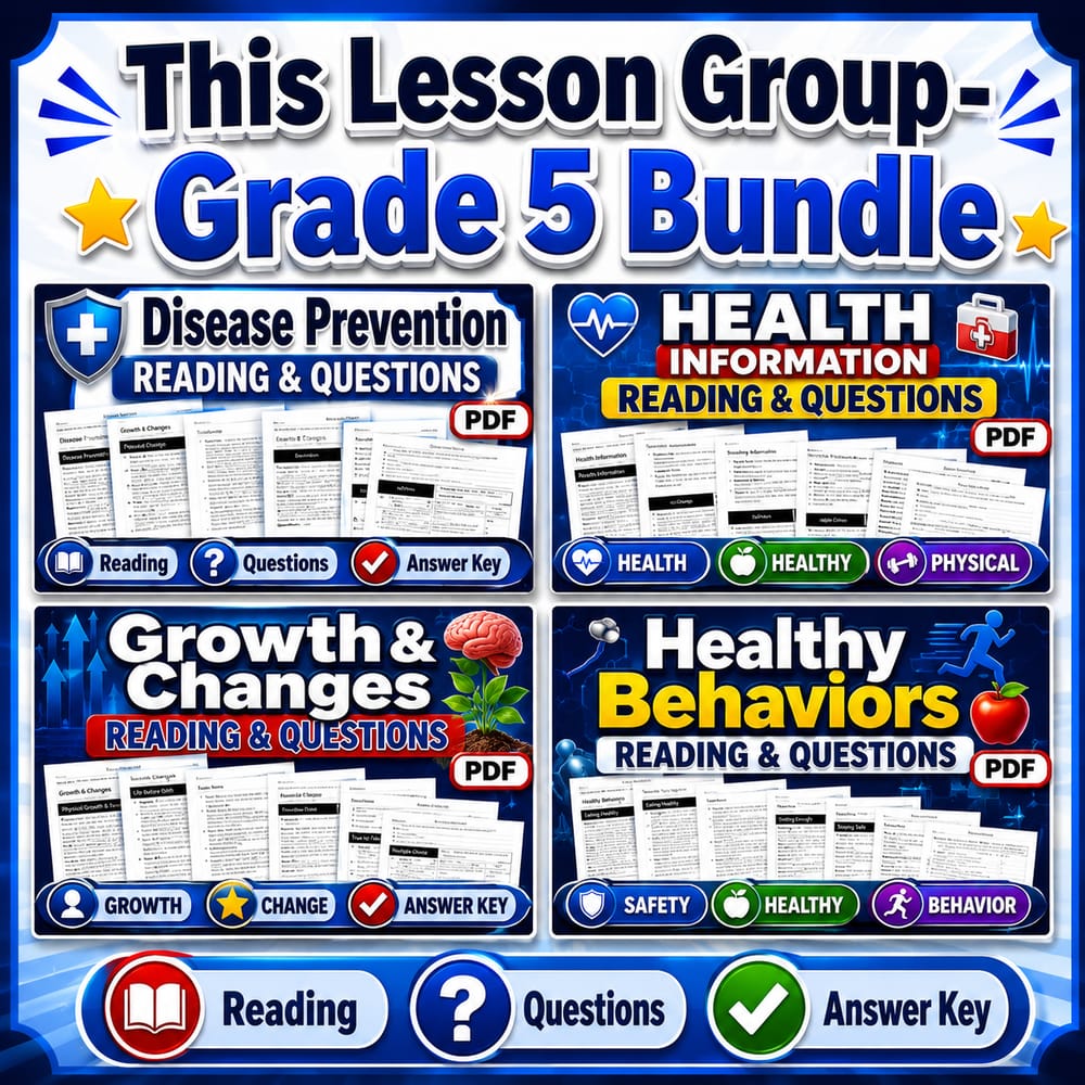 Grade 5 Functional Health Concepts Information: Health Lesson Bundle (NHES) — bundle cover