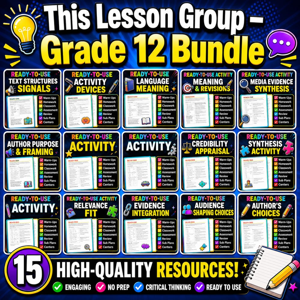 Theme Perspectives & Evidence Synthesis Lesson Bundle | Grade 12 ELA | BC — bundle cover