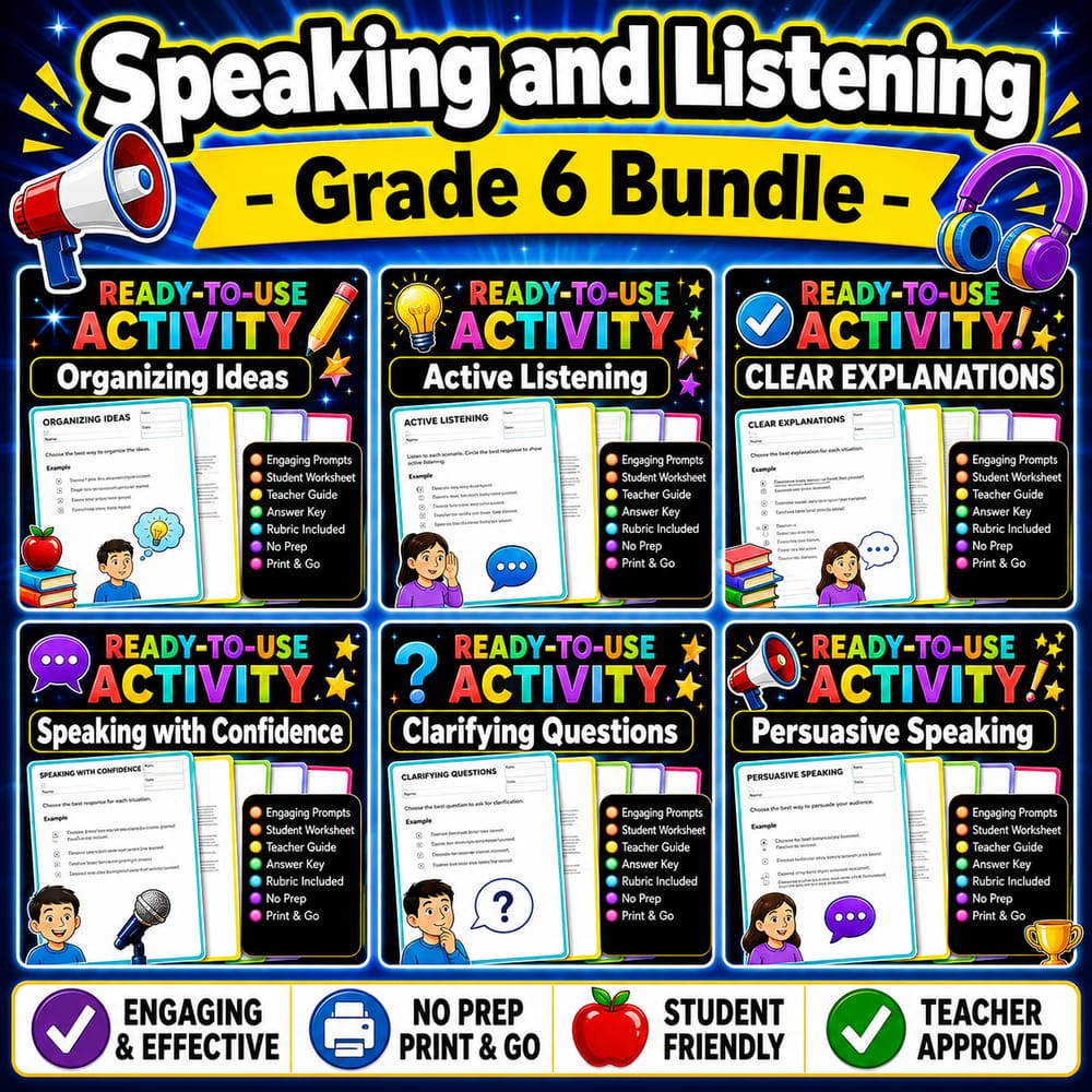 Speaking and Listening Lesson Bundle | Grade 6 ELA | Alberta Framework — bundle cover