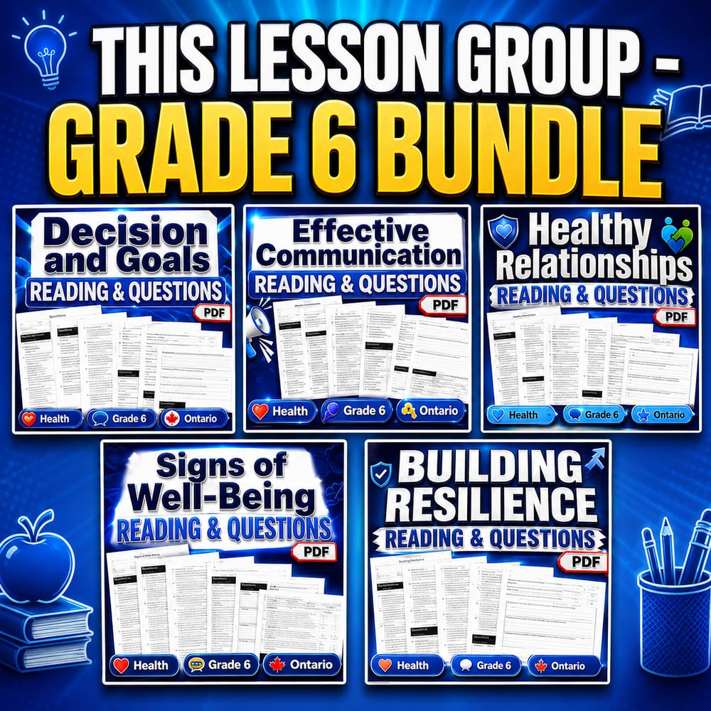 Grade 6 Social-Emotional Skills in Health Lesson Bundle – Ontario Framework — bundle cover