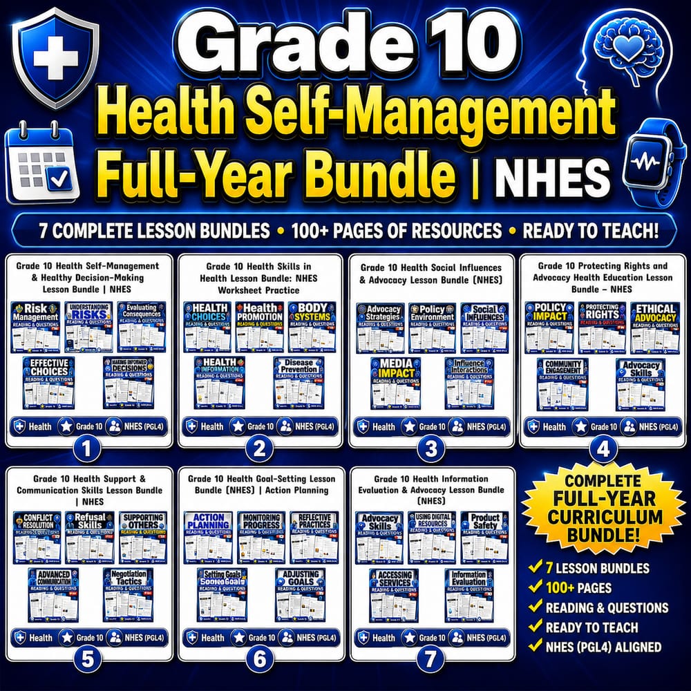 Grade 10 Health Self-Management Full-Year Bundle | NHES — bundle cover