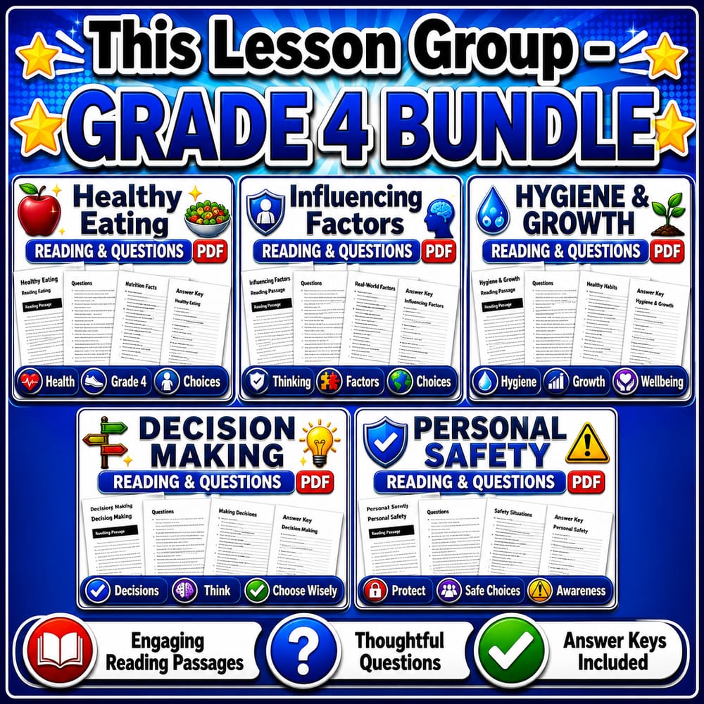 Grade 4 Health Lesson Bundle: Personal Safety & Decision Making Ontario — bundle cover