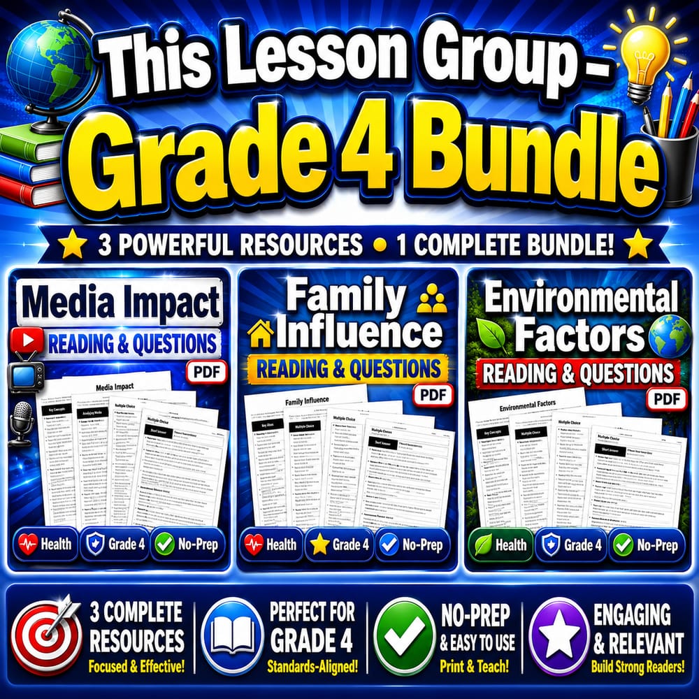 Grade 4 Health Influences Lesson Bundle: NHES Media, Family & Environment — bundle cover