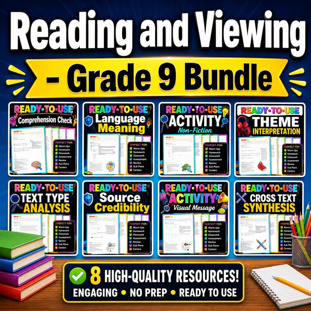 Grade 9 Reading and Viewing Lesson Bundle | BC ELA Framework — bundle cover