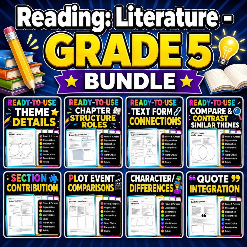 Reading: Literature Lesson Bundle | Grade 5 ELA | Common Core — bundle cover