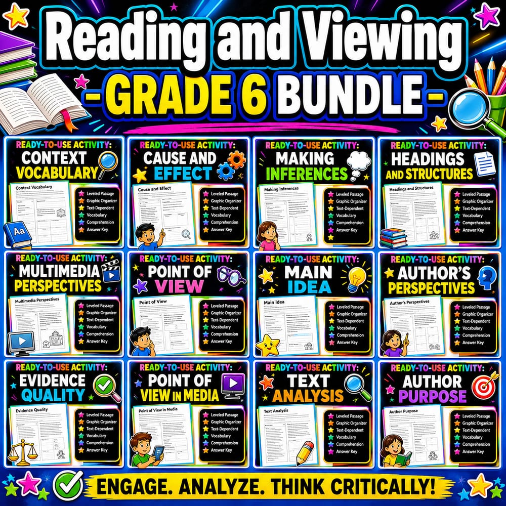 Grade 6 Reading and Viewing Lesson Bundle | Alberta ELA Framework — bundle cover