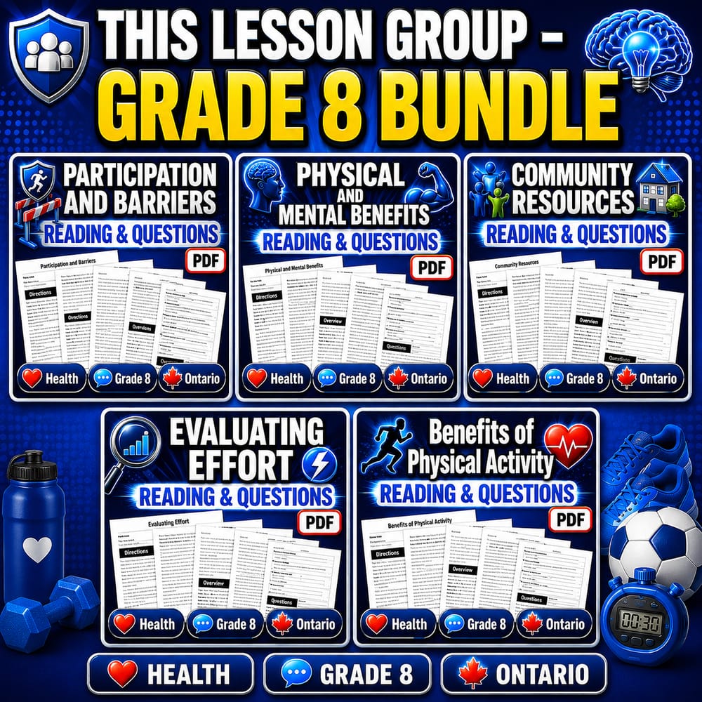 Grade 8 Active Living Health Lesson Bundle for Ontario Health Education — bundle cover