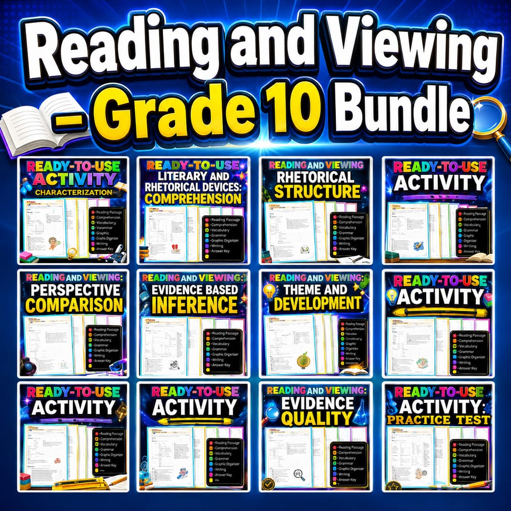 Reading and Viewing Lesson Bundle | Grade 10 ELA Alberta — bundle cover