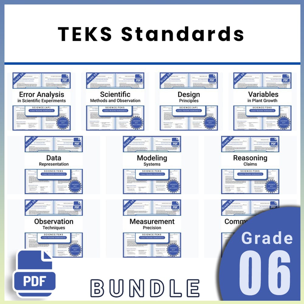 Grade 6 Science Lesson Group Bundle TEKS Standards — bundle cover