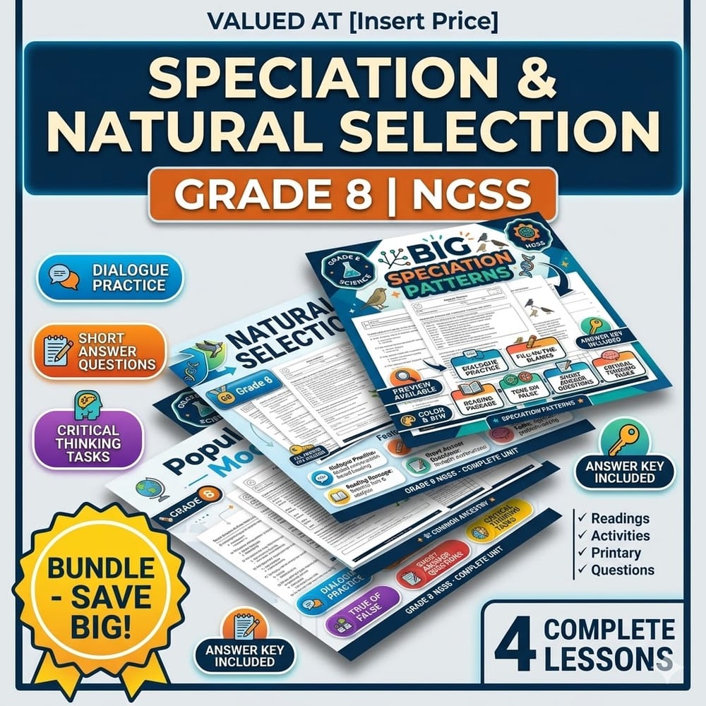 Grade 8 Speciation and Natural Selection Science Lesson Bundle | NGSS — bundle cover