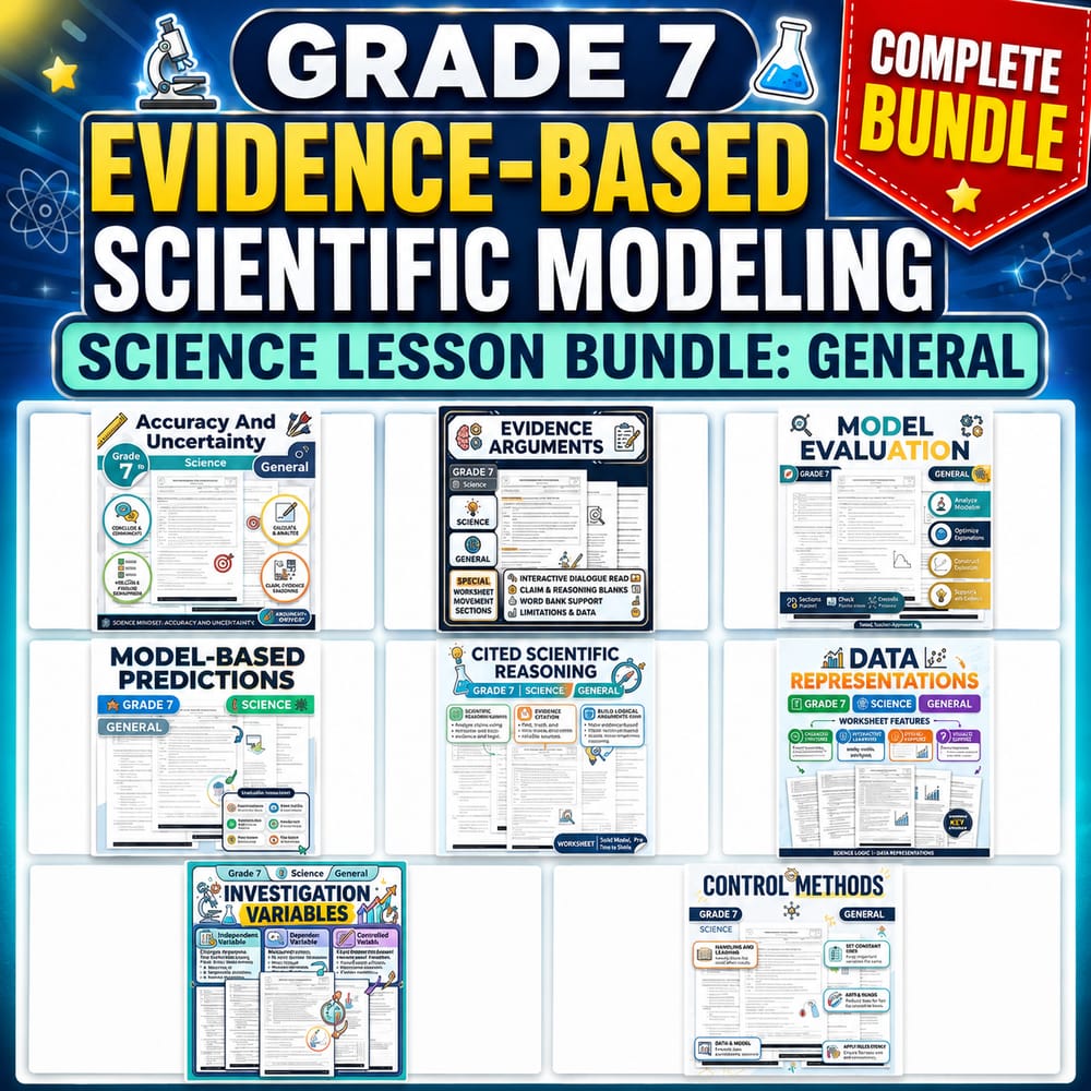 Grade 7 Evidence-Based Scientific Modeling Science Lesson Bundle: General — bundle cover