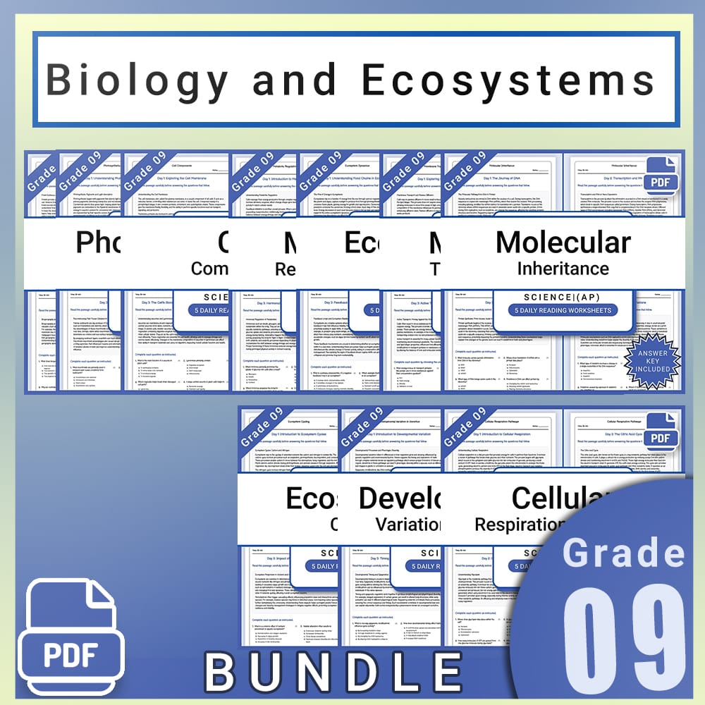 Grade 9 Science Lesson Bundle – AP Framework Daily Reading Worksheets — bundle cover