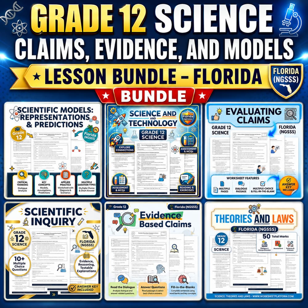 Grade 12 Science Claims, Evidence, and Models Lesson Bundle – Florida NGSSS — bundle cover