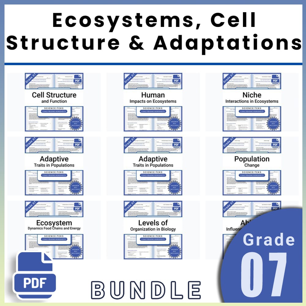 Grade 7 Science Lesson Bundle | Ecosystems, Cell Structure & Adaptations — bundle cover