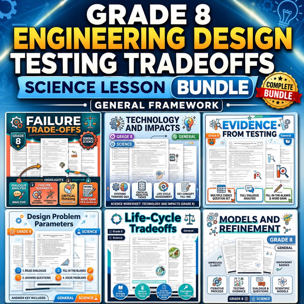 Grade 8 Engineering Design Testing Tradeoffs Science Lesson Bundle - General Framework — bundle cover