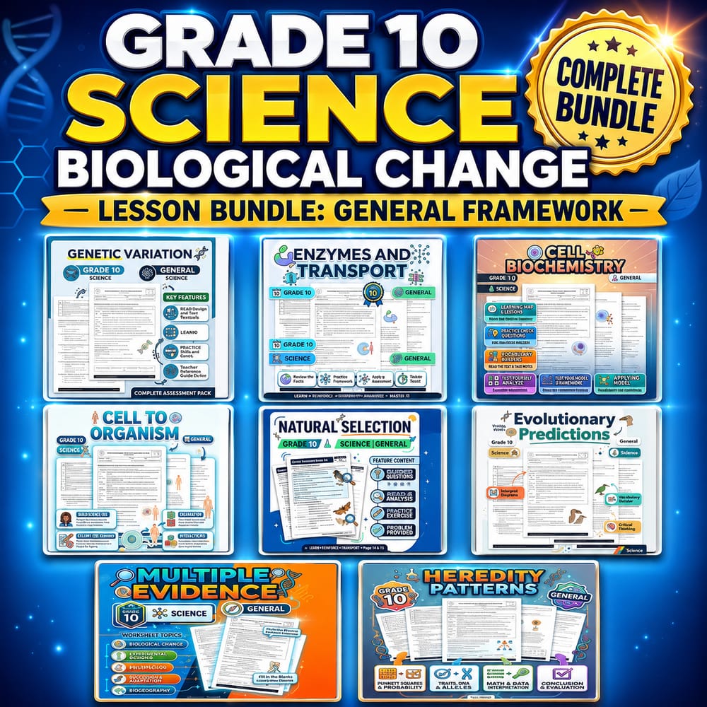 Grade 10 Science Biological Change – Lesson Bundle: General Framework — bundle cover