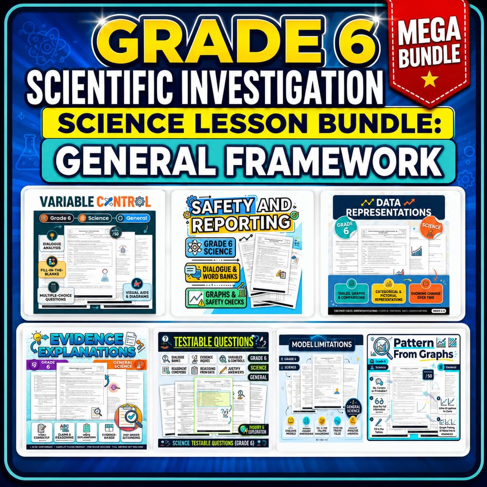 Grade 6 Scientific Investigation Science lesson bundle: General Framework — bundle cover