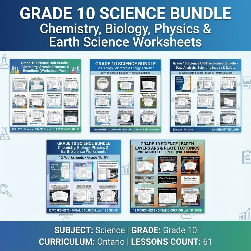 Grade 10 Science Bundle | Comprehensive Visual Data, Earth & Biology Concepts  — bundle cover