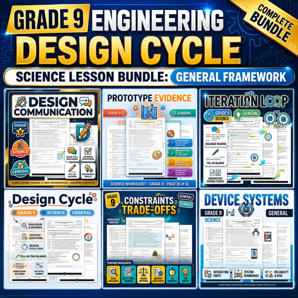 Grade 9 Engineering Design Cycle Science Lesson Bundle: General Framework — bundle cover