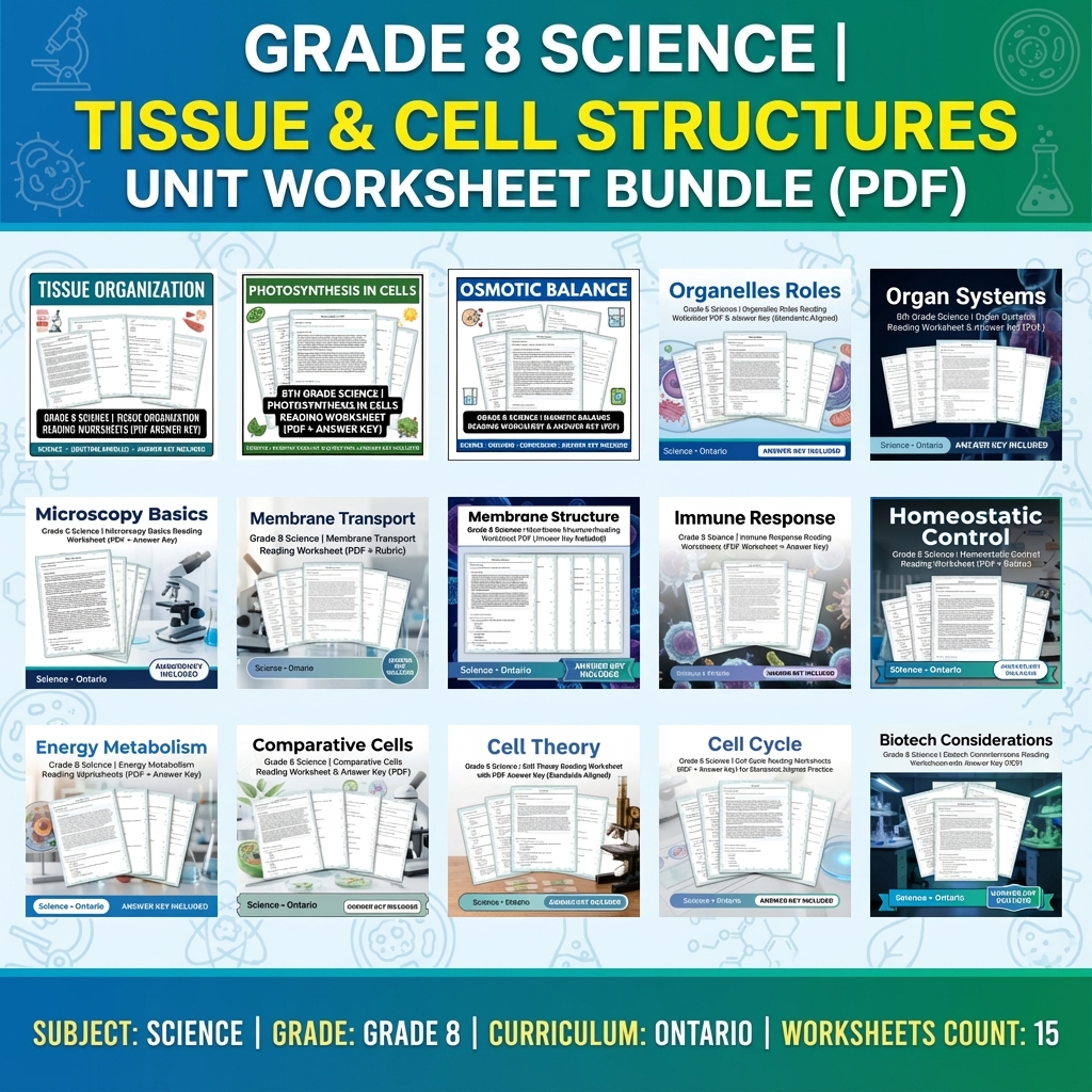 Grade 8 Science Unit Bundle – Cell Structure & Function (Answer Keys Included) — bundle cover