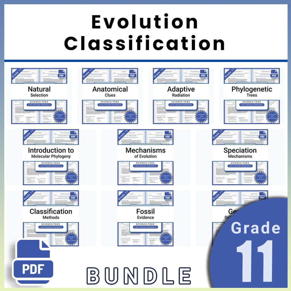 Grade 11 Science Lesson Group Bundle TEKS | Evolution & Classification — bundle cover