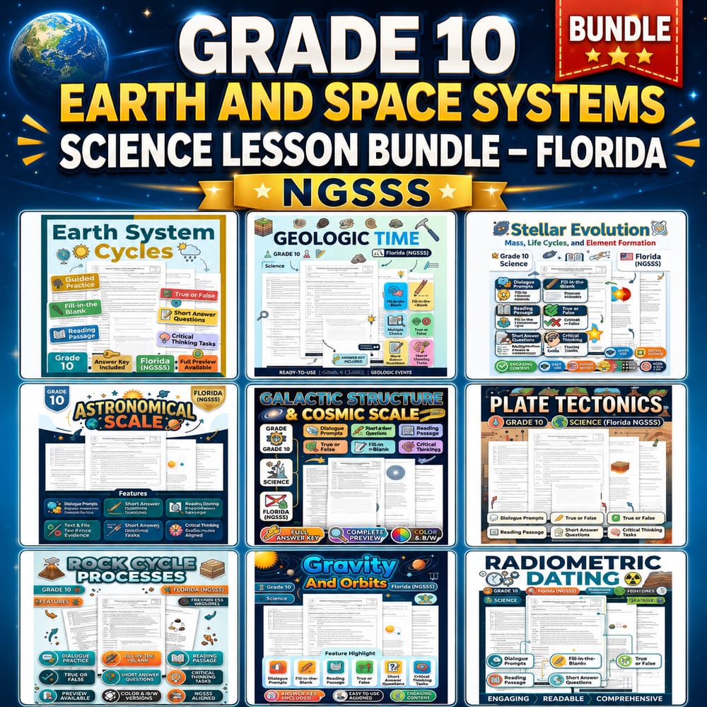 Grade 10 Earth and Space Systems Science Lesson Bundle – Florida NGSSS — bundle cover