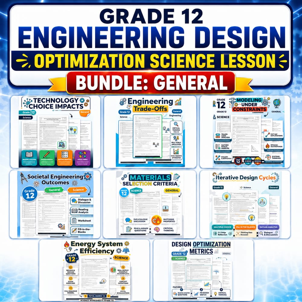 Grade 12 Engineering Design Optimization Science Lesson Bundle: General — bundle cover