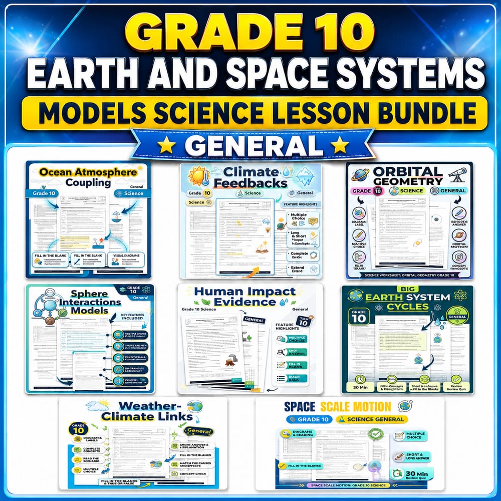 Grade 10 Earth and Space Systems Models Science lesson bundle – General — bundle cover