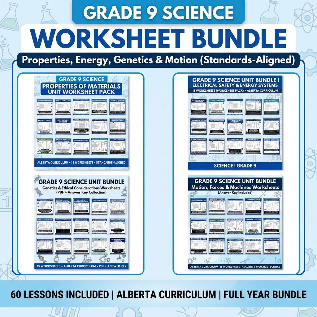 Grade 9 Science | Physics, Biology & Chemistry Mastery (Answer Key Included) — bundle cover