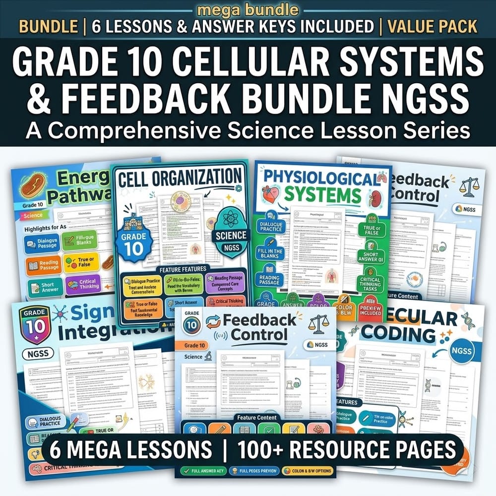 Grade 10 Cellular Systems and Feedback Control | Science Lesson Bundle NGSS — bundle cover