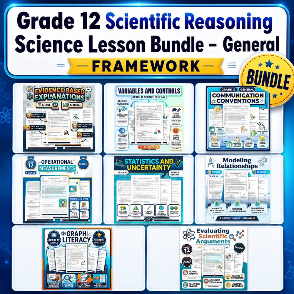 Grade 12 Scientific Reasoning Science Lesson Bundle – General Framework — bundle cover
