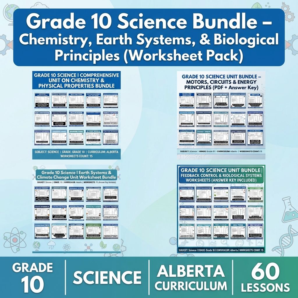 Grade 10 Science Worksheets Bundle | Physics, Earth, and Environmental Topics — bundle cover