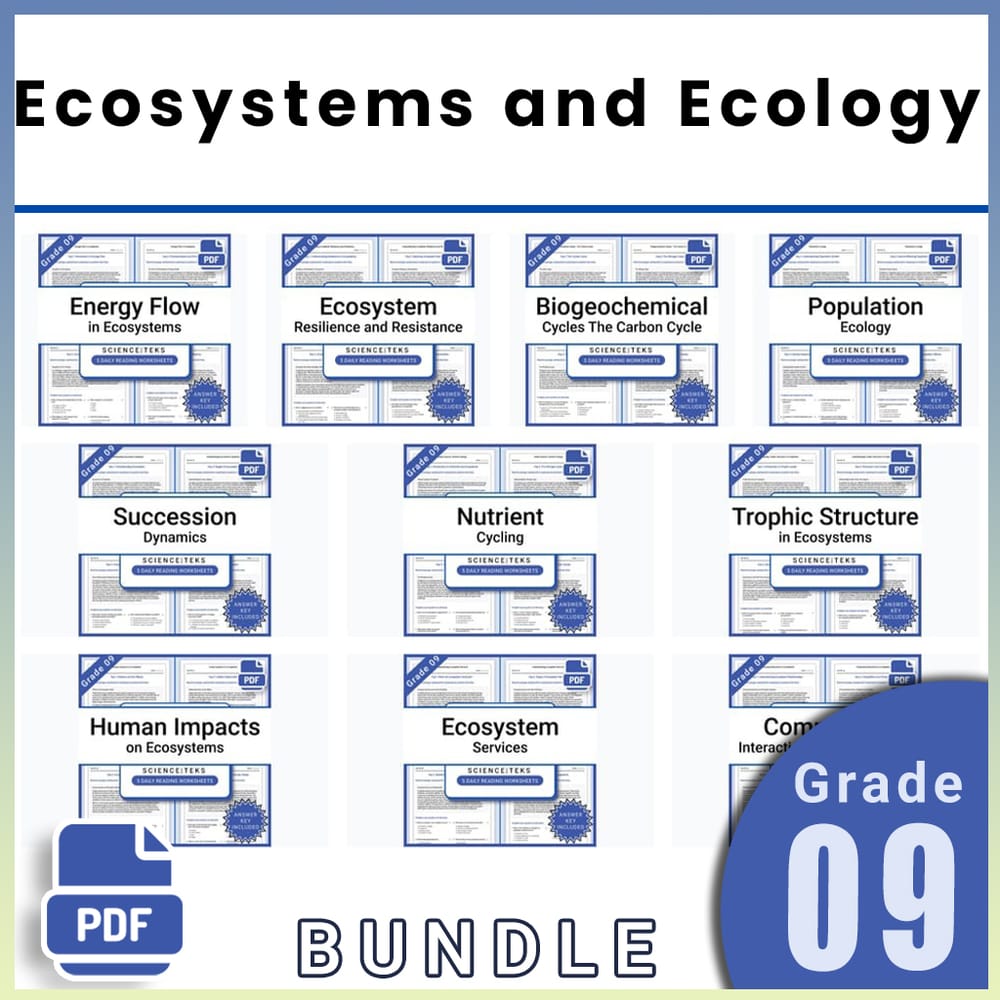 Grade 9 Science Lesson Bundle: Ecosystems and Ecology Worksheets — bundle cover