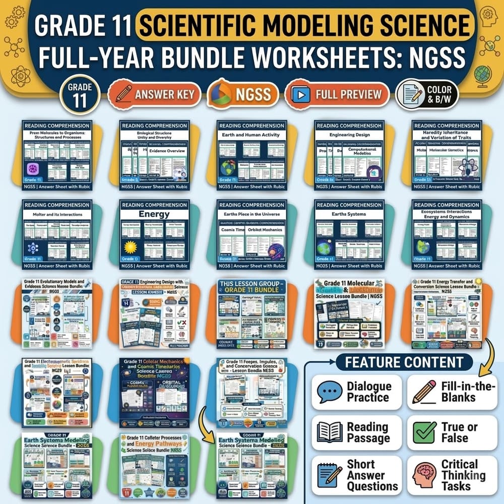 Grade 11 Scientific Modeling Science Full-Year Bundle Worksheets: NGSS — bundle cover