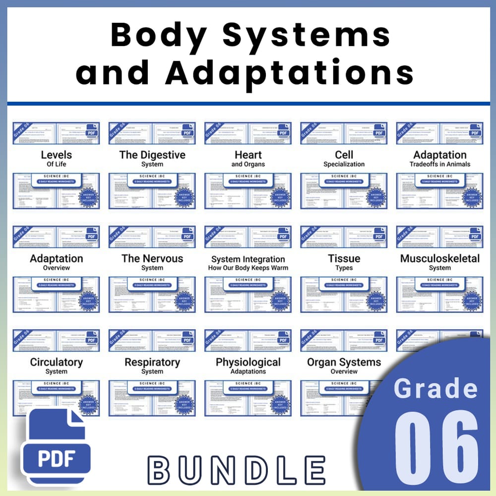 Grade 6 Science Lesson Group | Body Systems and Adaptations Bundle — bundle cover