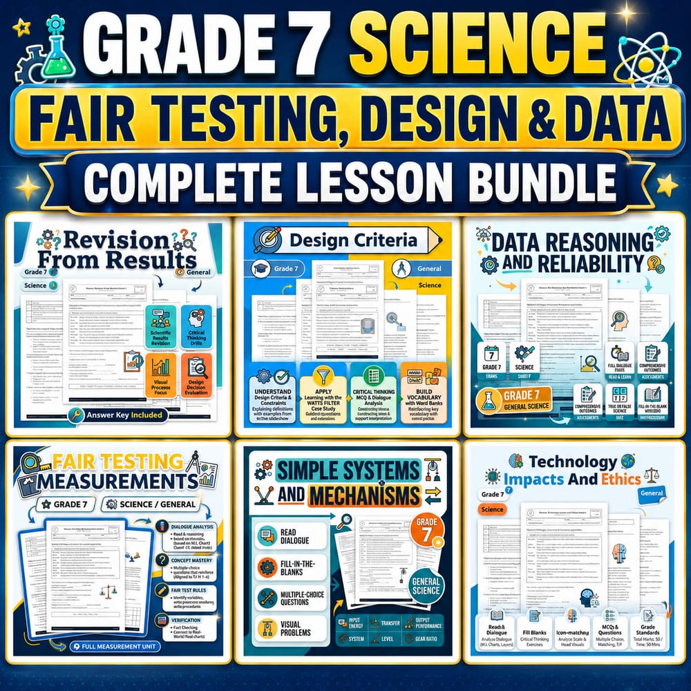 Grade 7 Science Fair Testing, Design, and Data Reliability Science Lesson Bundle — bundle cover
