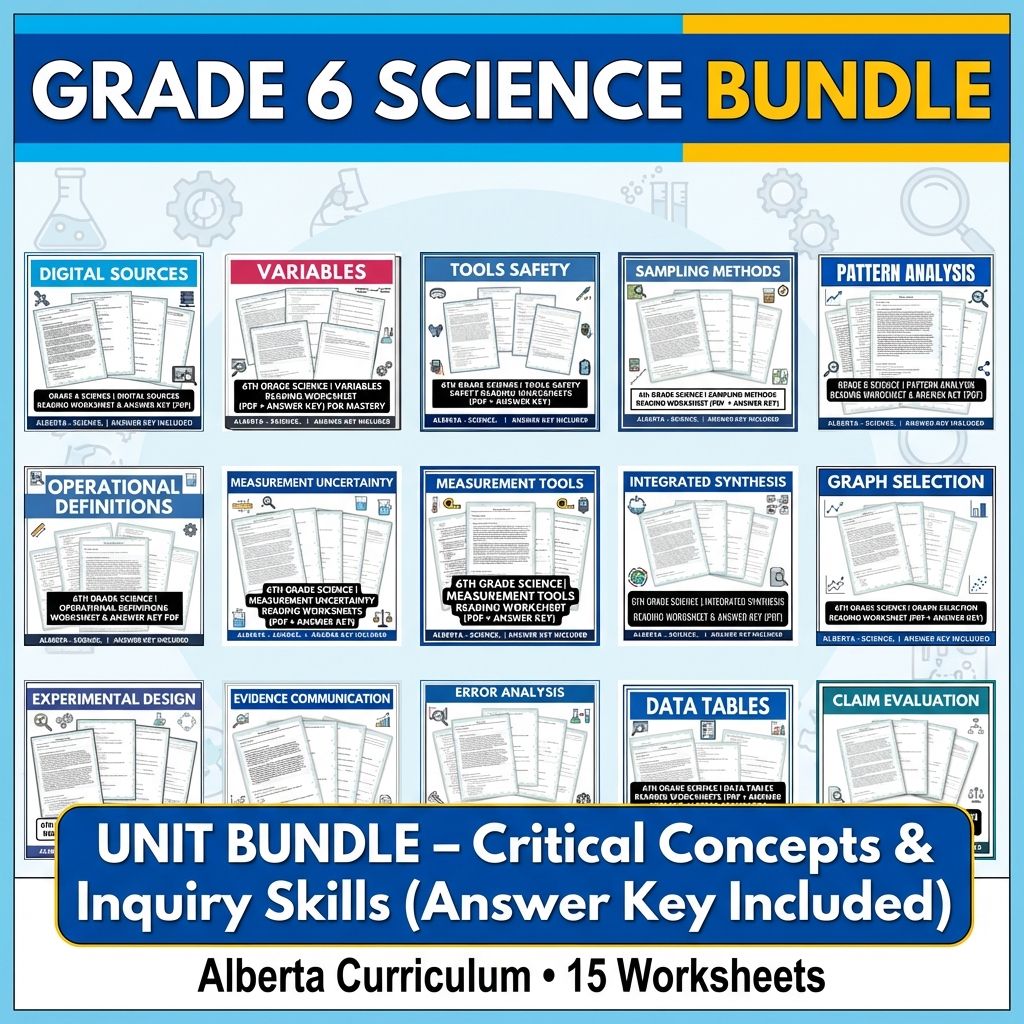 Grade 6 Science Bundle – Data Analysis, Scientific Inquiry & Measurement Skills — bundle cover