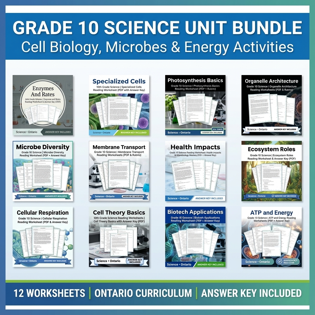 Grade 10 Science Unit Bundle | Cell Biology, Microbes & Energy Activities — bundle cover