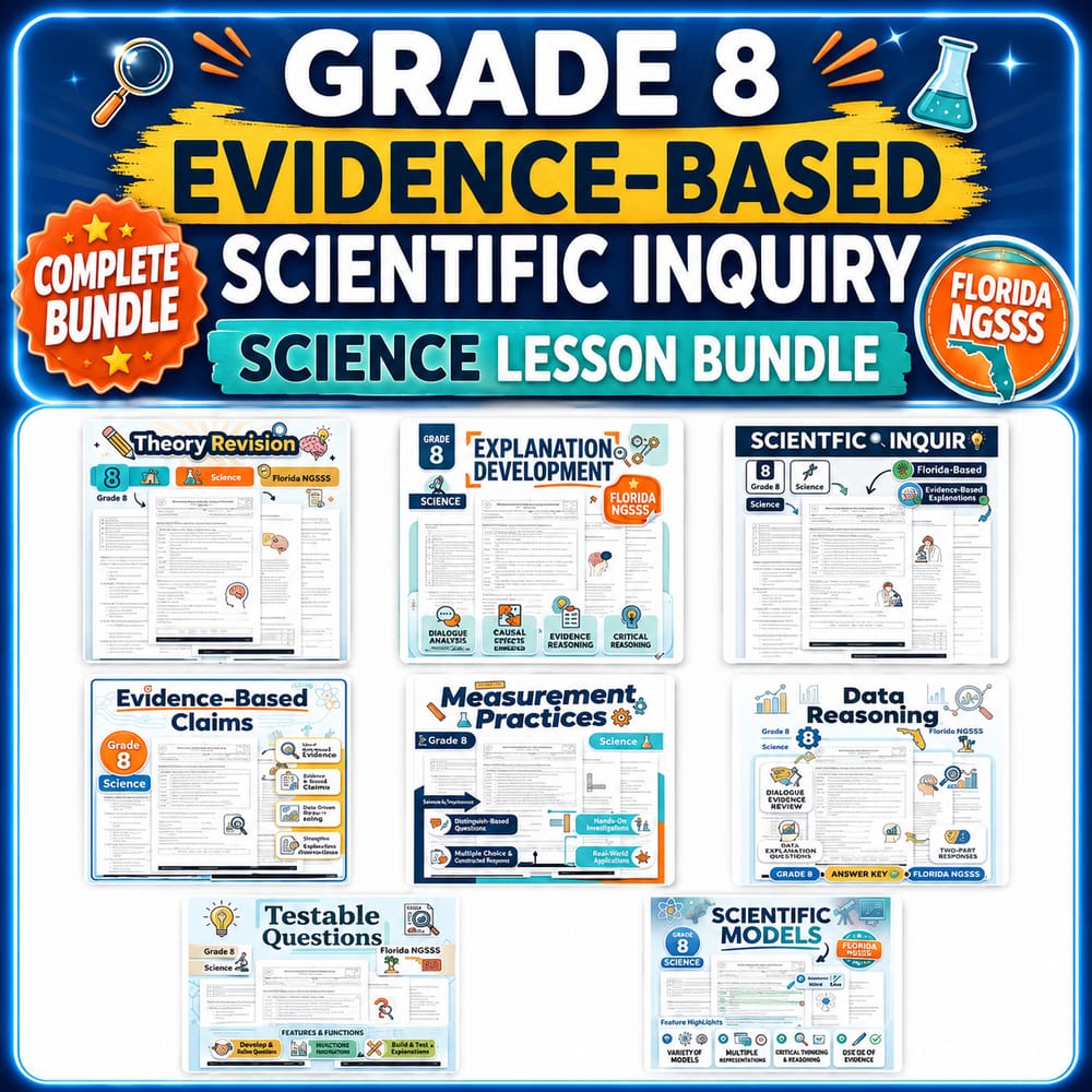 Grade 8 Evidence-Based Scientific Inquiry Science Lesson Bundle | Florida NGSSS — bundle cover