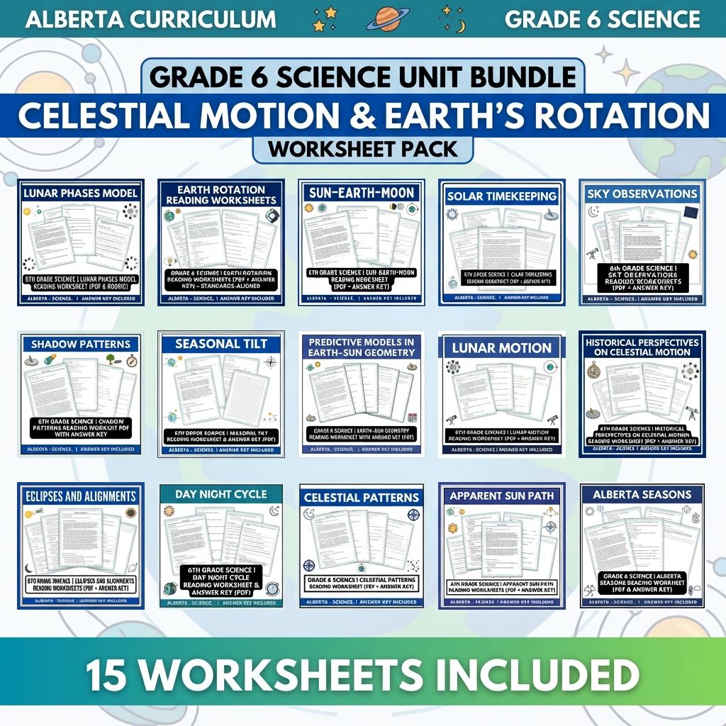 Grade 6 Science | Celestial Motion & Sky Observation Worksheets Bundle — bundle cover