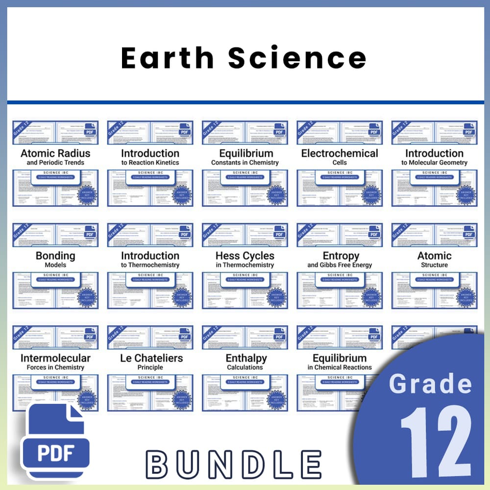 Grade 12 Science Lesson Bundle BC Framework | Daily Reading Worksheets — bundle cover
