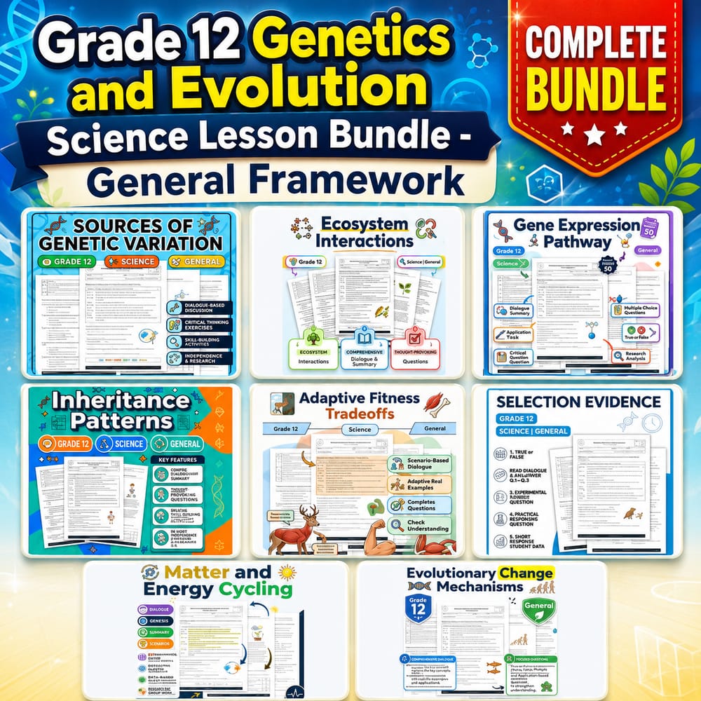 Grade 12 Genetics and Evolution Science Lesson Bundle – General Framework — bundle cover